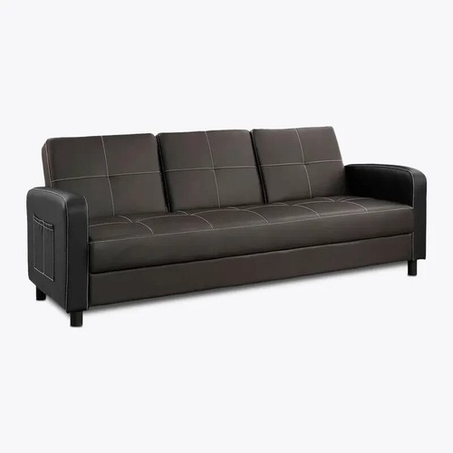 Seater faux leather sofa bed - seater,