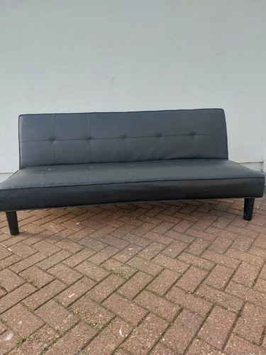 Black faux leather sofa bed - faux,