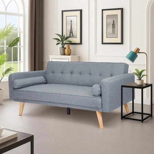 Grey fabric sofa bed seater - grey, 3