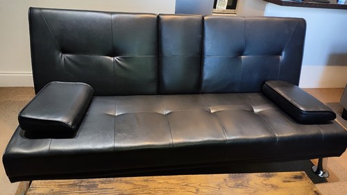 Black faux leather click clack - faux,