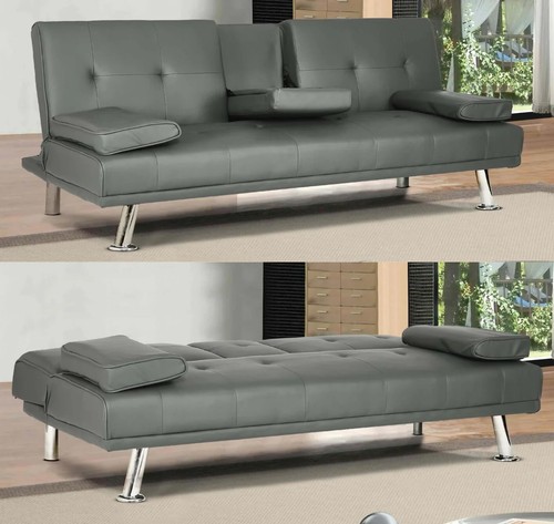 Sofa bed faux leather with - sofa,