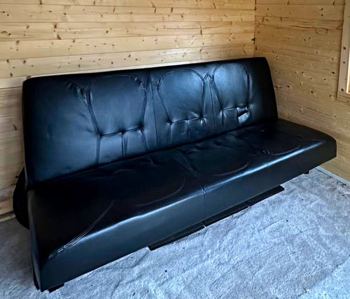 Black faux leather futon sofa - black,