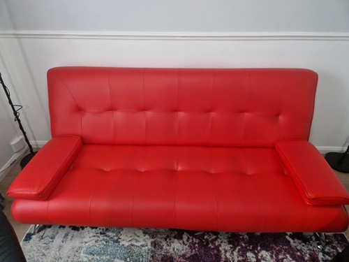 Red faux leather click-clack