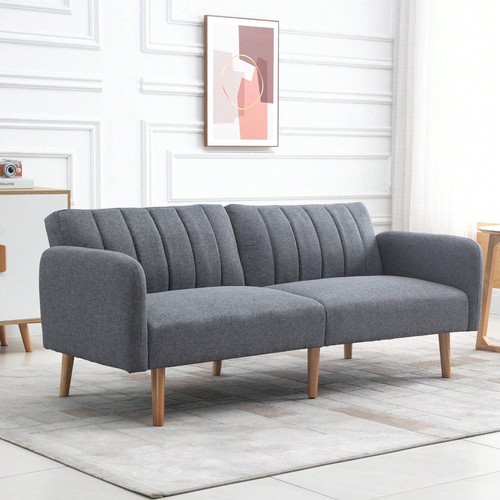 Grey linen sofa bed - linen,