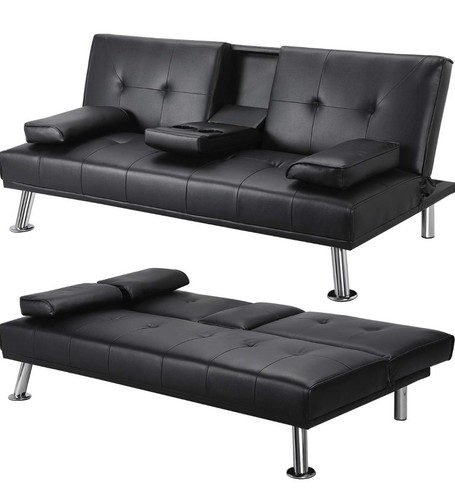 Sofa bed seater black faux - 2,