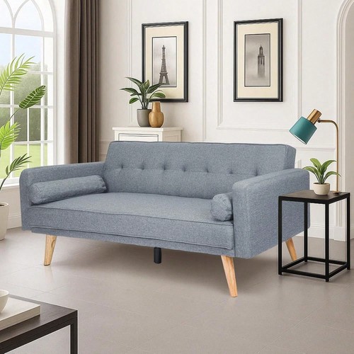 Grey fabric sofa bed - sofa, seater