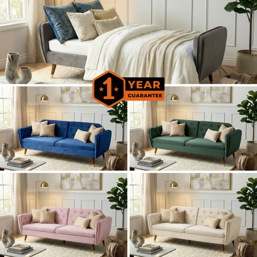 Velvet sofa bed seater click - 3,