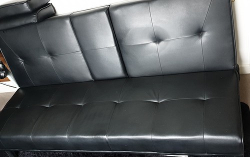 Budget faux leather black sofa - leather,
