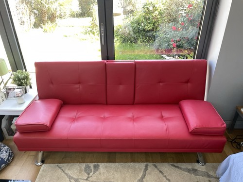Faux red leather click clack - faux,